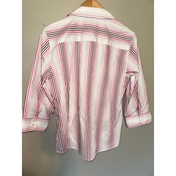 Foxcroft Women's Wrinkle Free Pink Striped Button Down Shirt Size 10 - Picture 5 of 5